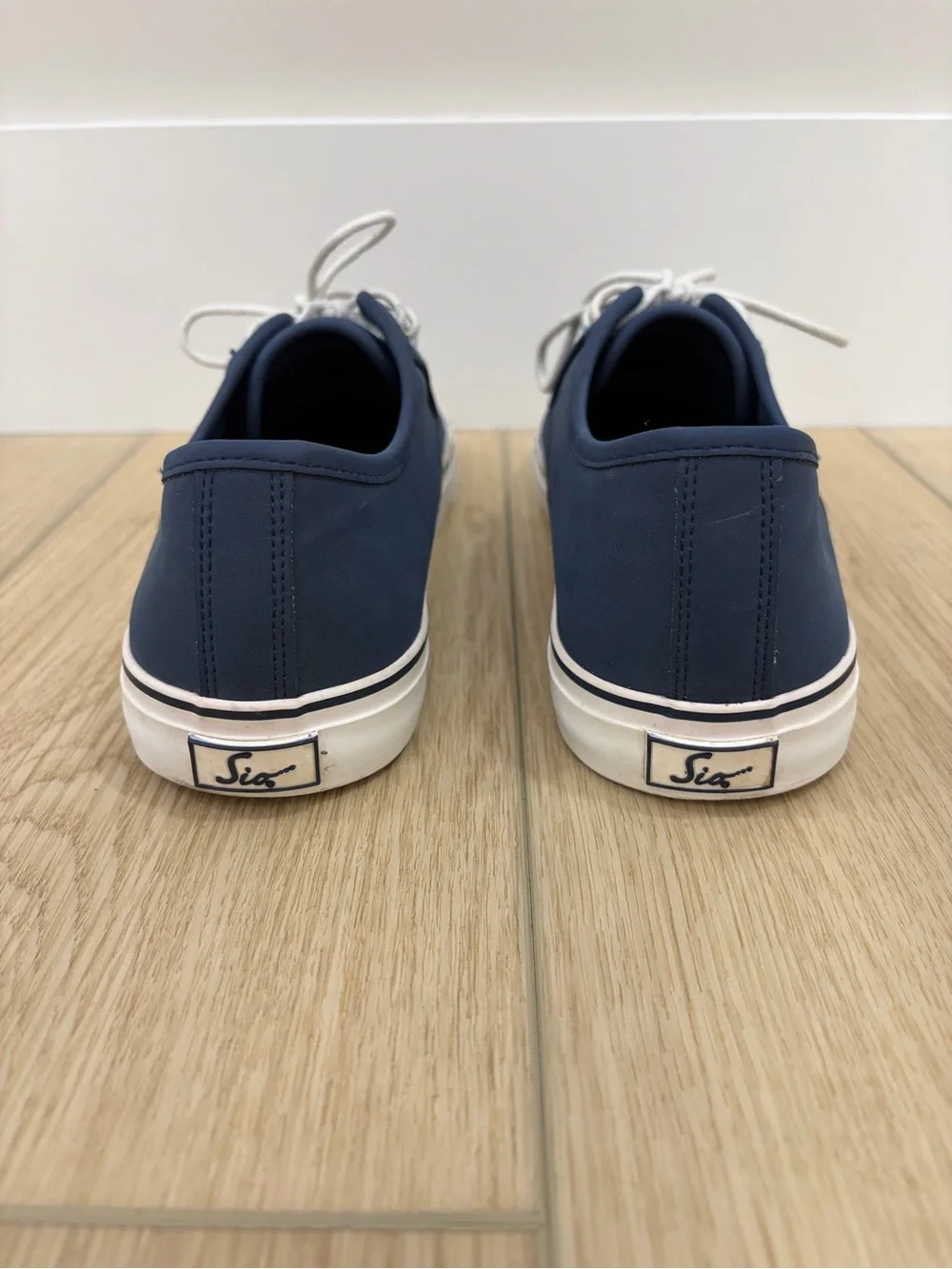 Men's Navy Boat Deck Summer Preppy Canvas Low-Top Sneakers with White Laces